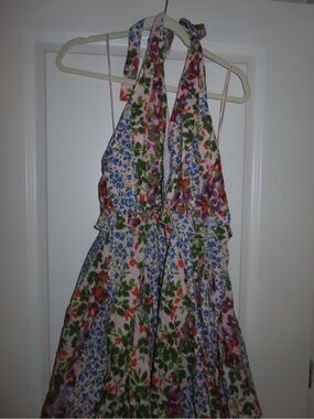 Anthropologie Floral Green Pink Blue Maxi Dress